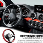 3PCS/Set Car Steering Wheel Cover, Leather Segmented Anti-Slip Automotive Wheel Protector, Soft Breathable Vehicle Steering Protection Covers, Universal Interior Accessories (Red)