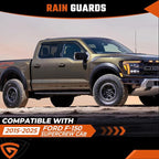 Rain Guards Fit for Ford F-150 SUPERCREW CAB 2015 2016 2017 2018 2019 2020 2021 2022 2023 2024 2025 2026, Tape-on Durable Side Window Sun Wind Deflectors 2015-2026 F150 Rain Guard Black 4 PCS