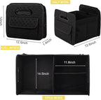 Car Trunk Organizer for SUV, Car Storage Organizer Collapsible Multi Compartment Container Box, Adjustable Car Accessories for Women/Men, Large Black