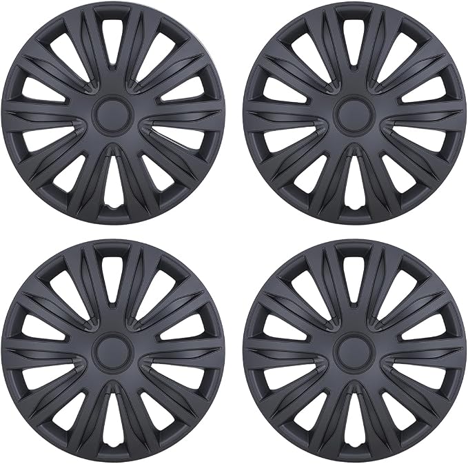 4-Pack 17 Inches Wheel Rim Cover Hubcaps,Redesign Fashion Style Replacement Hubcaps,Car Truck SUV Hub Accessories,Matte Black