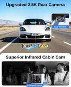 3 Channel Dash Cam Front and Rear Inside, 4K+1080P+2.5K ADAS Dash Cam, 3.19'' IPS Car Camera, 5.8G WiFi GPS Dash Cam for Cars, Voice Control, Night Vision, 24/7 Parking Mode, 64GB Card M550 Pro
