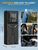 Tire Inflator Portable Air Compressor, High-Speed 150PSI Cordless Air Pump for Car Tires with Powerful Battery, Auto Shut-Off - Portable Tire Pump for Car, Bike, Motorcycle and Balls