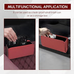 Car Trash Can, Leather Waterproof Automotive Garbage Can with Trash Bag, Hanging Mini Vehicle Trash Bin, Small Auto Door Organizer Storage Pouch, Universal Car Accessories (Wine Red)