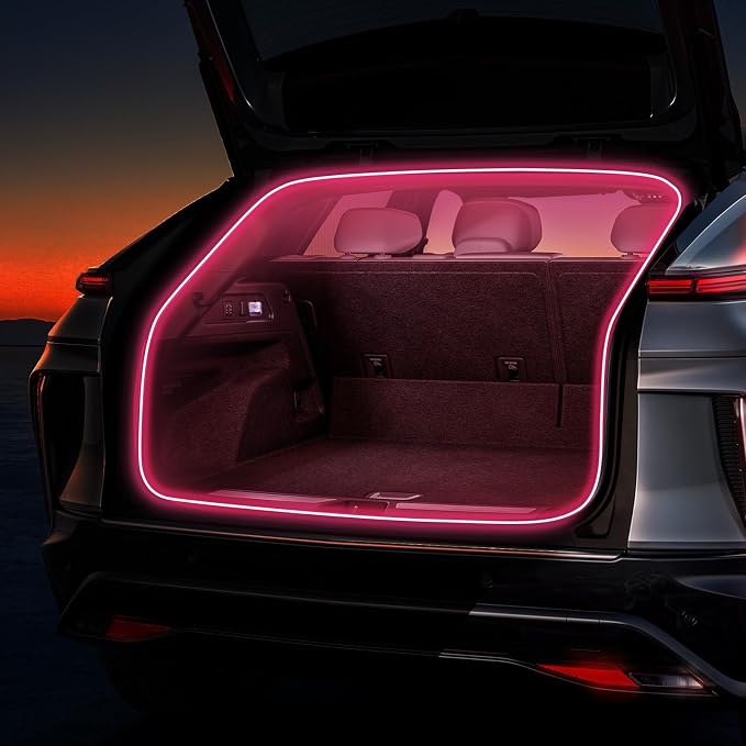 Car LED Strip Lights - Trunk Cargo Ambient Lighting, Pink 10000K, 118.11 inches Flexible Cuttable LED Light Strip, Easy Install, Waterproof, Universal Fit for Car Trunks, SUVs, and Vans