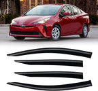 Rain Guards for 2016-2022 Toyota Prius, Out-Channel Window Visor Shields Vent Deflector Shade Wind Dark Smoke 2017 2018 2019 2020 2021, Tape-On Outside-Mount, 4PCS
