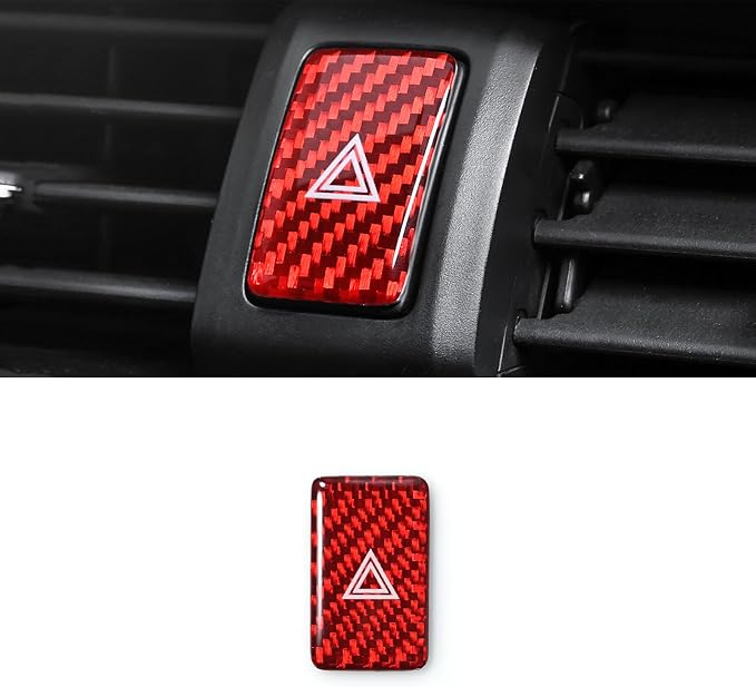 Warning Lights Button Sticker Carbon Fiber Red | Compatible with Honda 10th Gen Civic 2021 2020 2019 2018 2017 Center Console Decal Car Interior Accessories
