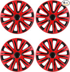 Hubcap Wheel Covers Hub Caps 16 Inch Set of 4 Black & Red Universal Wheel Rim Cover R16 Stylish Car Decor Wheel Covers