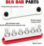 650A Marine Bus Bar Heavy Duty Power Distribution Block, Battery Busbar, Automotive Buss bar Terminal Block with 6X 3/8" (M10) Studs for Car, Boat and Solar Wiring (Black+Red)