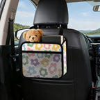 Car Backseat Organizer - Cute Aesthetic Car Storage Bin with Mesh Pocket & Reinforced Base - Universal Fit Hanging Seat Back Accessories for Women (Pastel)