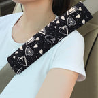 Soft Auto Seat Belt Cover Seatbelt Cushions Shoulder Pad 2 PCS for a More Comfortable Driving Compatible with All Cars and Backpack Cute Black Heart