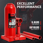 4 Ton / 8000 lbs Lifting Automotive Welded Hydraulic Bottle Jack for Car SUV Pickup, Auto Repair, with Manual Handle & Carrying Storage Case, Red