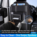 Backseat Car Organizer Leather Back of Seat Car Organizers | Seat Back Protector for Drivers with Large Capacity 6 Storage Pockets Waterproof Kick Mats, 2 Pack
