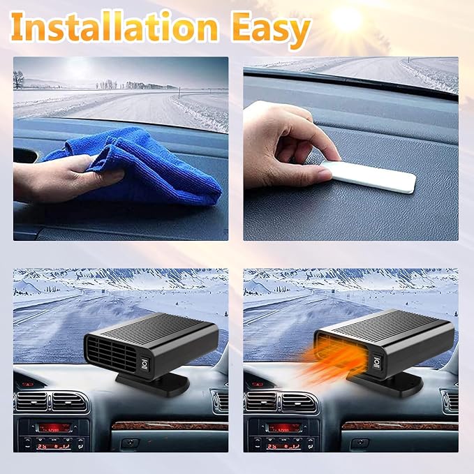 Portable Car Heater, 2 in 1 Electric Heater with Cooling & Heating Function Defroster Defogger 12V, 3-Outlet Plug Adjustable Thermostat in Cigarette Lighter