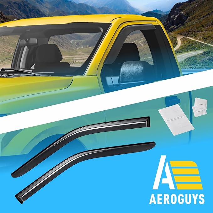 Extra Durable Window Deflectors Tape-On Window Visors Rain Guards Fit for Ford F150 2015-2026 Regular Cab, Sun Visors, Wind Vent for Shades, Exterior Car Accessories - 2 pcs. AG0903