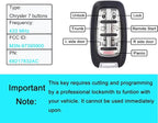 Keyless Entry Remote Control Smart Key Fob for Chrysler Pacifica 2017-2024 | YIKEBALOG 7-Buttons Proximity Key Fob Replacement for Chrysler Voyager 2020-2024 M3N-97395900 68217832AC