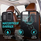 2 Pack Leather Car Seat Protector - Thick Back Seat Cover for Kids, Kick Mats with Storage Pockets, Protects from Scratches, Spills & Shoes (Easy Clean) (2 Pack 23x17in)