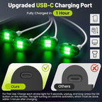 Wireless LED Lights for Car 4PCS, Interior Car Lights with Remote, USB-C Charging Strobe Lights, 80H Battery 8 RGB Colors IP65 Waterproof Ambient Lighting Car Accessories for Trucks Motorcycles Bike