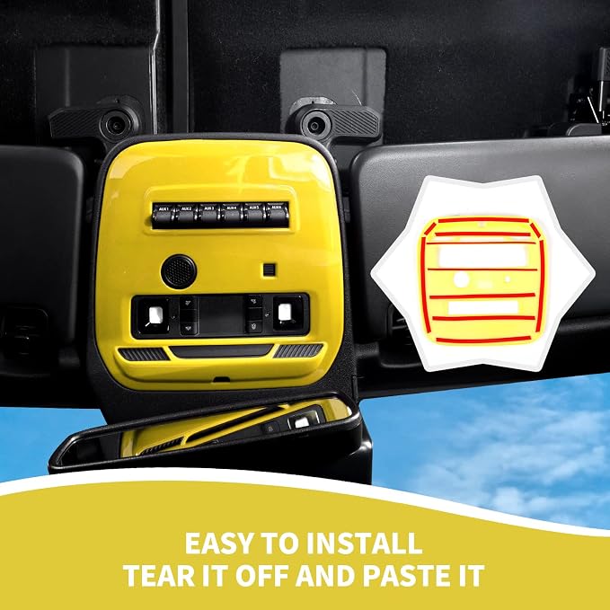 for Bronco Front Reading Light Panel Trim Cover Compatible with 2021-2025 Ford Bronco Interior Accessories 2-Door 4-Door, Yellow (with AUX Switches)