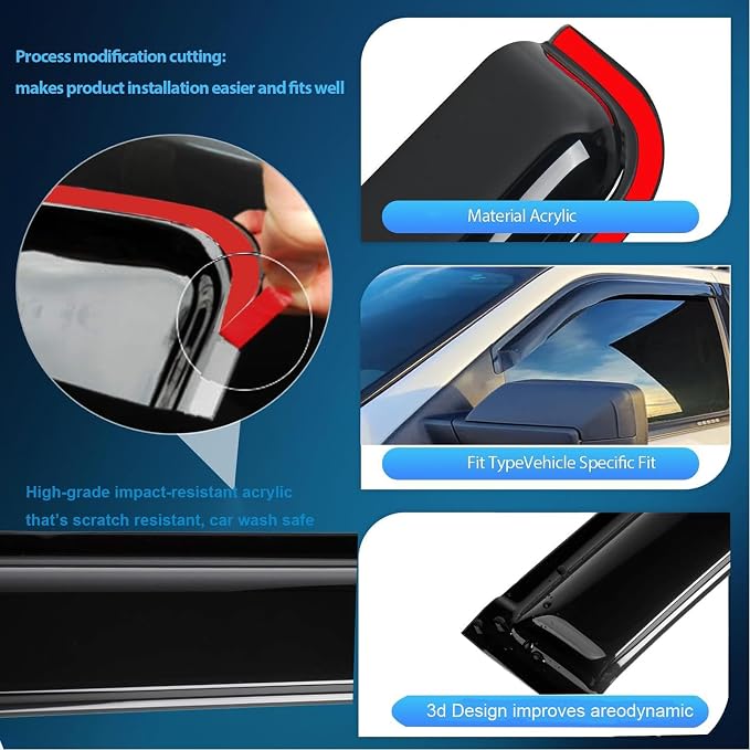 Window Deflectors Vent Visors Rain Guards for Chevrolet Tahoe/GMC Yukon/Cadillac Escalade 2015-2020,Side Sun Shade Vent Guard Visor,94531 4-Pieces Set