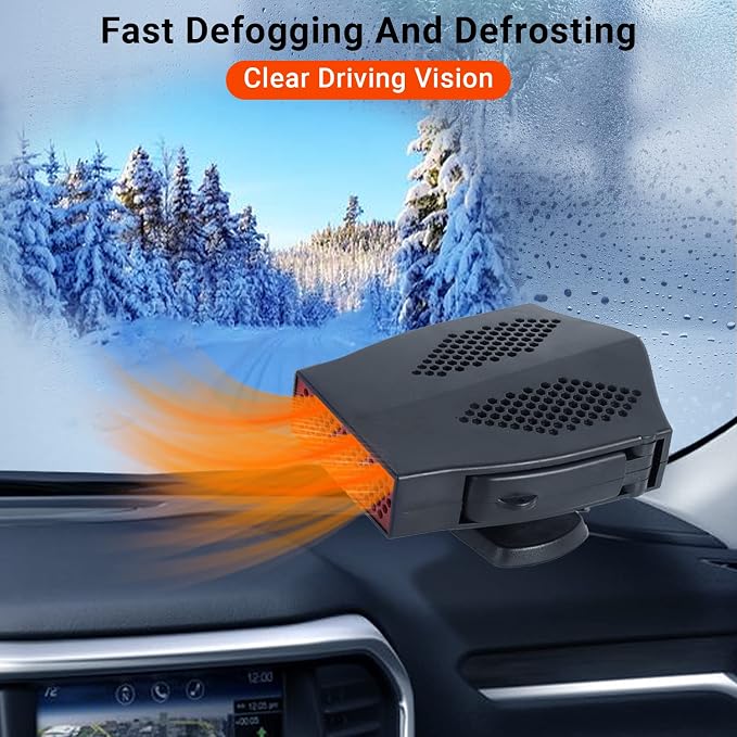 Car Heaters, 12V 200W Portable Vehicle Heaters and Defrosters, Windshield Defogger and Defroster, Car Heater That Plugs into Cigarette Lighter, 2 In 1 Fast Heating & Cooling Fan for All Cars