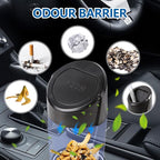 Mini Car Trash Can with Lid, Portable Garbage Can for Car, Leakproof Cup Holder Automotive Garbage Bin with 2 Rolls of Trash Bags, Small Trash Storage Can for Car Home Office(Black)