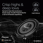 A-Series TS-A2500LS4 10” Subwoofer – 1200W Max, Shallow-Mount Design, Deep Bass in Tight Spaces