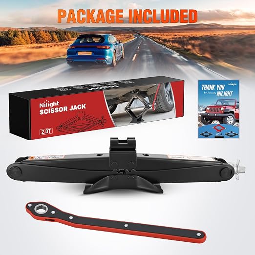 Scissor Jack for Car 2 Ton(4409 lbs), Heavy Duty Steel Scissor Lift Jack Car Kit with Ratchet Wrench for Sedan SUV MPV Tire Changing, 3.9''-15.7'' Lifting Range Portable Small Jack Black