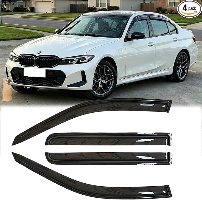 Rainproof Side Window Wind Deflectors for BMW 3 Series F30 2012-2019, Tape-on Sun Rain Guard Sets,Nice Looking Window Visors for Cars,Vent Deflector for BMW 3 Series F30 2012-2019 BM27