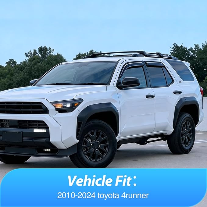 Window Visors for Toyota 4Runner 2010-2015 2016 2017 2018 2019 2020 2021 2022 2023 2024, Tape-On Rain Guards Outside Mount Vent Visors Window Deflectors Smoke Tint, 4PCS