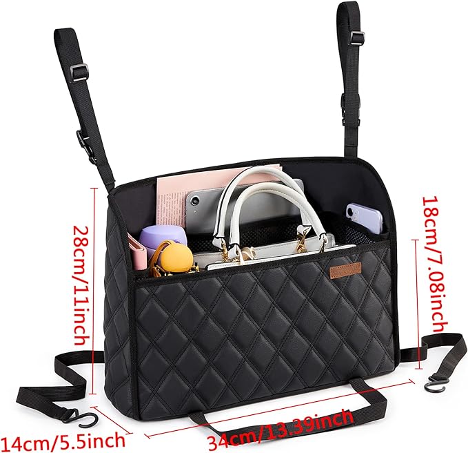 Car Net Pocket Handbag Holder Between Seats Back Storage Organizer Purse Holder for Console Front Seat Storage Barrier