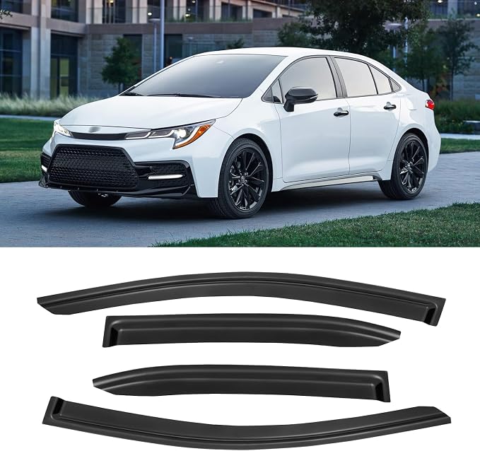 Window Visor for 2019-2026 Toyota Corolla Sedan, Out-Channel Rain Guards Shields Vent Deflector Shade Wind Dark Smoke 2020 2021 2022 2023 2024 19 20 21 22 23, Outside-Mount, 4PCS