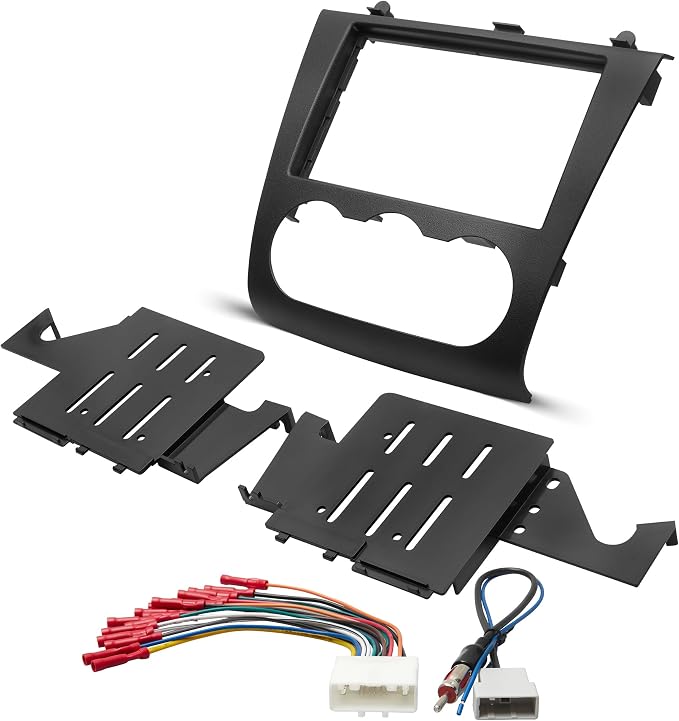 NuIth Double DIN Radio Dash Kits for Nissan Altima 2007-2012 with Non Digital A/C Climate Control, Altima 2Din Stereo Wiring Harness Adapter, Altima Trim Bezel Mount Housing Bracket