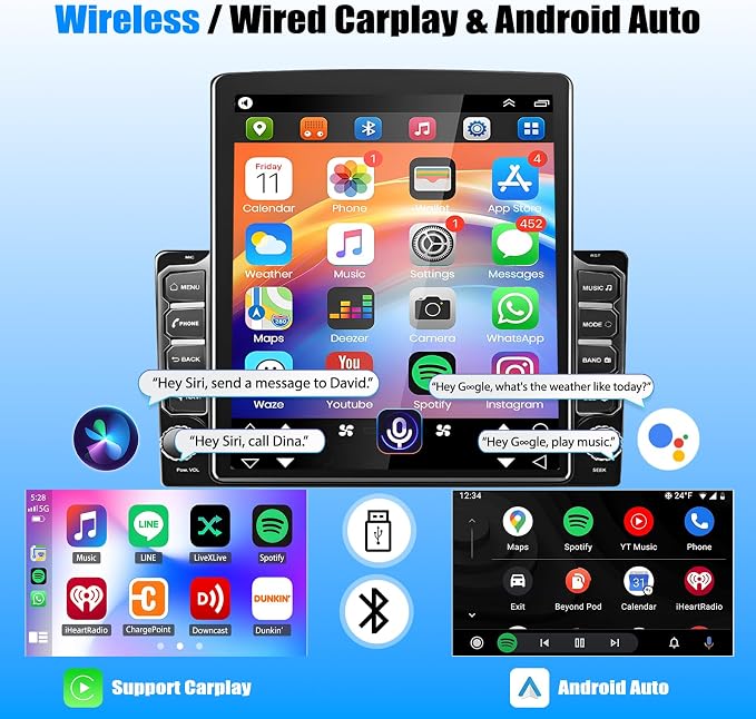 Android 14 Car Stereo Radio for GMC Terrain 2010-2017 with Wireless CarPlay & Android Auto, Head Unit Double Din 9.7" Touch Carplay Screen for Car, Bluetooth/WiFi/GPS/FM/SWC/Backup Camera 2+32G