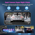 Dash Cam Front and Rear, Dash Cam 4K WiFi/APP Control Dashcam W/ 64GB Card Dash Camera for Cars DVR Car Security Cameras W/Loop Recording G-Sensor Time-Lapse Parking Mode Car Dashcam USB Powered