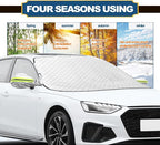 Car Windshield Snow Cover with Side Mirror and Hook, Winter Windshield Sun Shade Foldable, Magnetic Windshield Cover for Ice and Snow, Fit for Car/SUV, Pickup truck, 62"x50" Silver