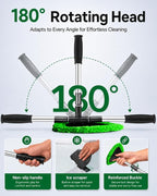 25.5" Extra-Long Reach – Super Absorbent Coral Velvet Windshield Cleaner Tool, Streak-Free Windshield Cleaning Tool Kit with 5 Pads, 2 Spray Bottles & Storage Bag for Auto Glass & Home Windows, Green