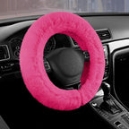 Steering Wheel Cover, Fluffy Car Wheel Covers for Women/Girls/Ladies，Soft Wool Fur Steering Wheel Protector, Universal 14 1/2 inches to 15 inches - HotPink