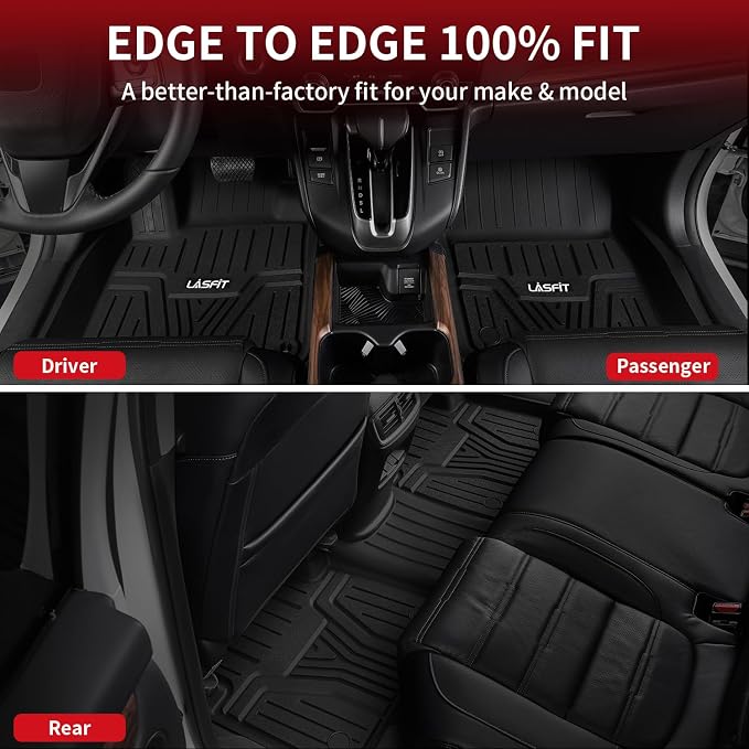 Floor Mats & Trunk Mat with Backrest Mat for Honda Pilot 2023-2025 2026, Split & One-Piece Foldable Seating All Weather TPE Floor Liners 1st & 2nd & 3rd Row & Cargo Mat with Seatback Mat, Black