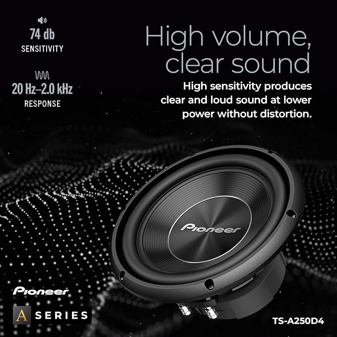 A-Series TS-A250D4 10” Subwoofer – 1300W Max, Flexible Wiring, Powerful Bass Output