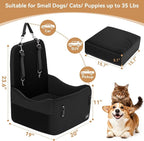 Dog Booster Car Seat for Small/Medium Dogs Up to 35 lbs – Patented Safety System, 5" Memory Foam Pet Car Seat, Fully Detachable and Washable Cover, Front/Back Seat Travel Booster (Black)