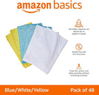 Microfiber Cleaning Cloths, Highly Absorbent, Scratch-Free, Ultra-Soft, Non-Abrasive, Reusable and Washable, 16" x 12", Blue/White/Yellow, 48-Pack