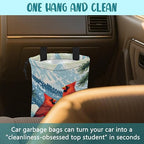 Red Cardinals Pine Branch Car Garbage Bag Snowy Mountain Hanging Canvas Car Trash Bag Drawstring Car Back Seat Organizer for Car Back Front Seat Console with Adjustable Buckle