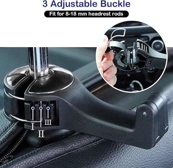 Upgraded 2 Pack Car Headrest Hidden Hook 2 in 1 Car Seat Hooks with Phone Holder for Purse, Backpacks,Toys,and Even Bottle Storage Organizer (Silver)