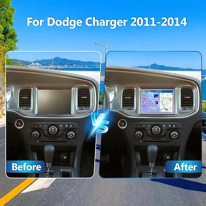 4Core 64G Android 14 Car Radio for Dodge Charger 2011-2014 with Wireless CarPlay and Android Auto, 8.4 Inch Touchscreen for Charger Car Stereo Head Unit w/Bluetooth GPS WiFi FM SWC Mirror Link Camera