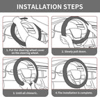 Car Steering Wheel Cover Full Surround - Soft Breathable Anti-Slip Heavyweight Safety Cover, Thick Cushioned Sports Style Universal Fit for Auto Truck SUV (Black)