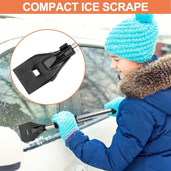 3-in-1 Portable Snow Shovel Kit with Ice Scraper and Snow Brush, Emergency Collapsible Design Snow Remover Set for Garden, Camping, Car, Trucks and Other Outdoor Activities
