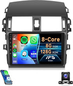 8Core 8G+128G for Toyota Corolla 2009-2013 Android 15 Car Stereo Carplay Android Auto, 9 Inch QLED capacitive Screen with Bluetooth 5.0 FM/AM/RDS DSP-36 GPS WiFi Mirror Link Backup Camera