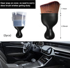 2 PCS Car Detailing Brush, Curved Soft Bristles Auto Removal Dust Collectors, Universal Vehicle Dashboard, Air Conditioner Vents etc Interior Cleaning Tool Accessories (Dark Brown)
