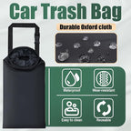 2 PCS Car Trash Bags, Car Accessories Washable Garbage Bag Hanging, Detachable Trash Can with Top Elastic Vent & Sticky Strap Bottom Opening, Seat Back Tash Bag for Cars,Travelling,Outdoor