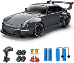 RC Drift Car, 1:24 Remote Control Car for Kids, 20KM/H 4WD High Speed RC Cars with LED Lights, Two Batteries, Extra Drifting Tires, Vehicle for Adults Boys Girls